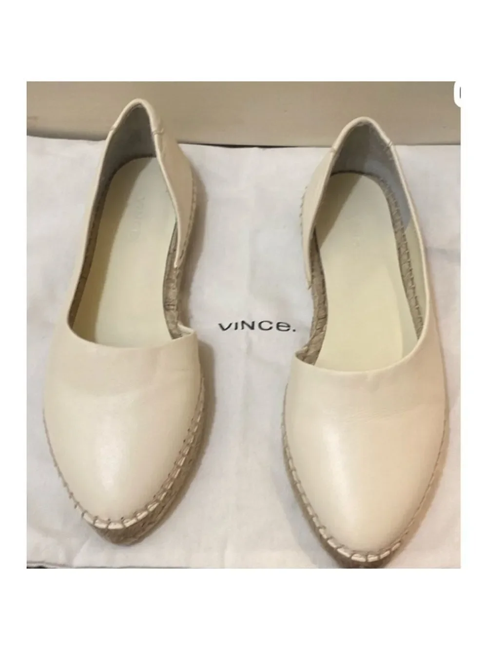 New Vince Tita Leather D'Orsay Espadrilles Beige 8.5